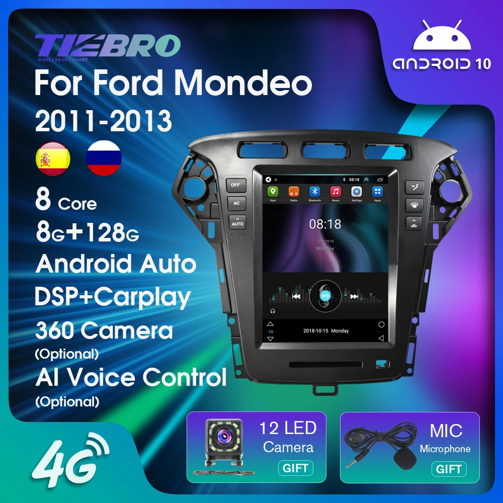 

TIEBRO Tesla Style Android10 Car Radio For Ford Mondeo 2011-2013 Car Stereo GPS Navigation Multimedia Player Car Audio Headunit