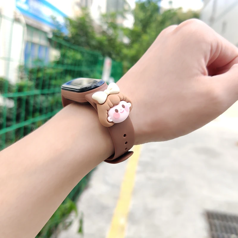For Mi Band 7 6 5 4 3 Watch Bracelet Of Xiaomi MI Band 6 5 4 Silicone Watch Strap Creative Doll Smart Replacement Wristband Gift