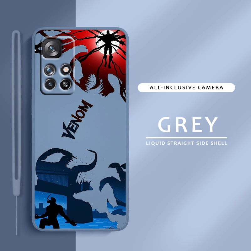 

Venom Marvel Hero For Redmi K60 K50 K40 K30 K20 10C X 9C T AT A 8A 7A Gaming Pro Plus Liquid Rope Silicone Phone Case