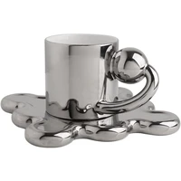 250ml nordic ceramic coffee mug ball handle coffee cup and saucer set heat insulation water tea travel self stirring mugs set