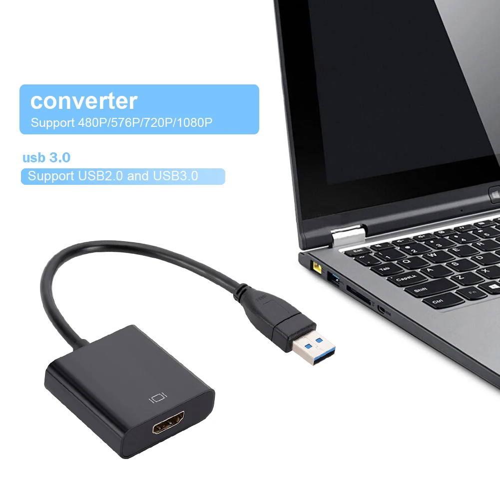 

USB 3.0 To HDMI-compatible Converter 1080P External Video Adapter Cable Support Multi Screen Drive Free for Desktop Laptop PC