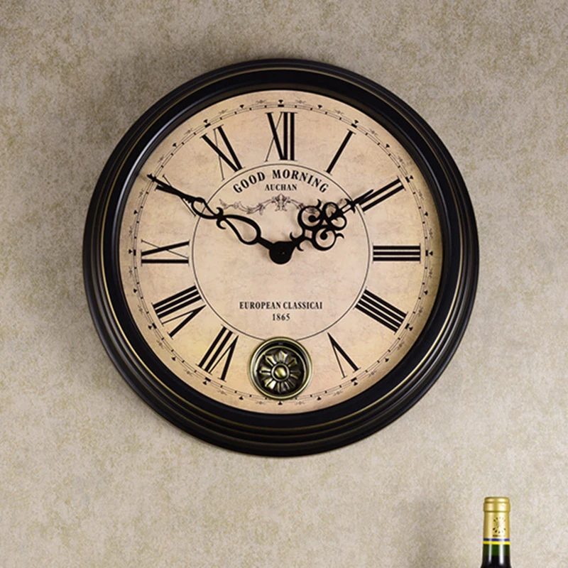 

Европейские цифровые тихие настенные часы в стиле ретро для гостиной, Американские антикварные ностальгические часы, модные креативные украшения для комнаты ZY50GZ