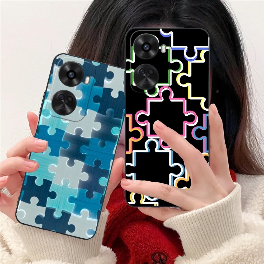 Чехол для мобильного телефона Puzzle Pretty Fashion Huawei Nova 12 11 10 9 8 7 Pro SE 5G черный мягкий