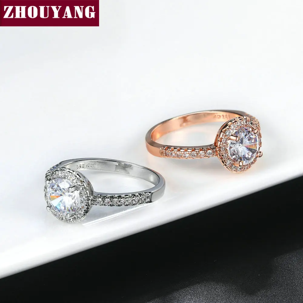 ZHOUYANG Свадебные Ювелирные наборы для женщин CZ обручальные серьги кольцо балкон