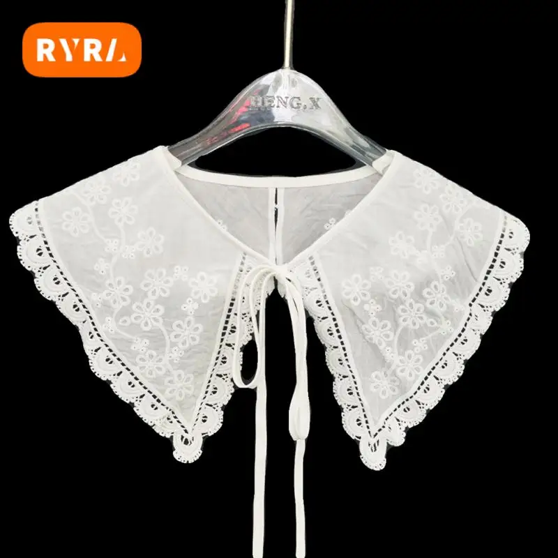 

Shirt Collar Women Bow Tie All-match Lace Cotton Shirt Accessories Fake Collar Lace Shirt Shawl Vintage White Elegant Childrens