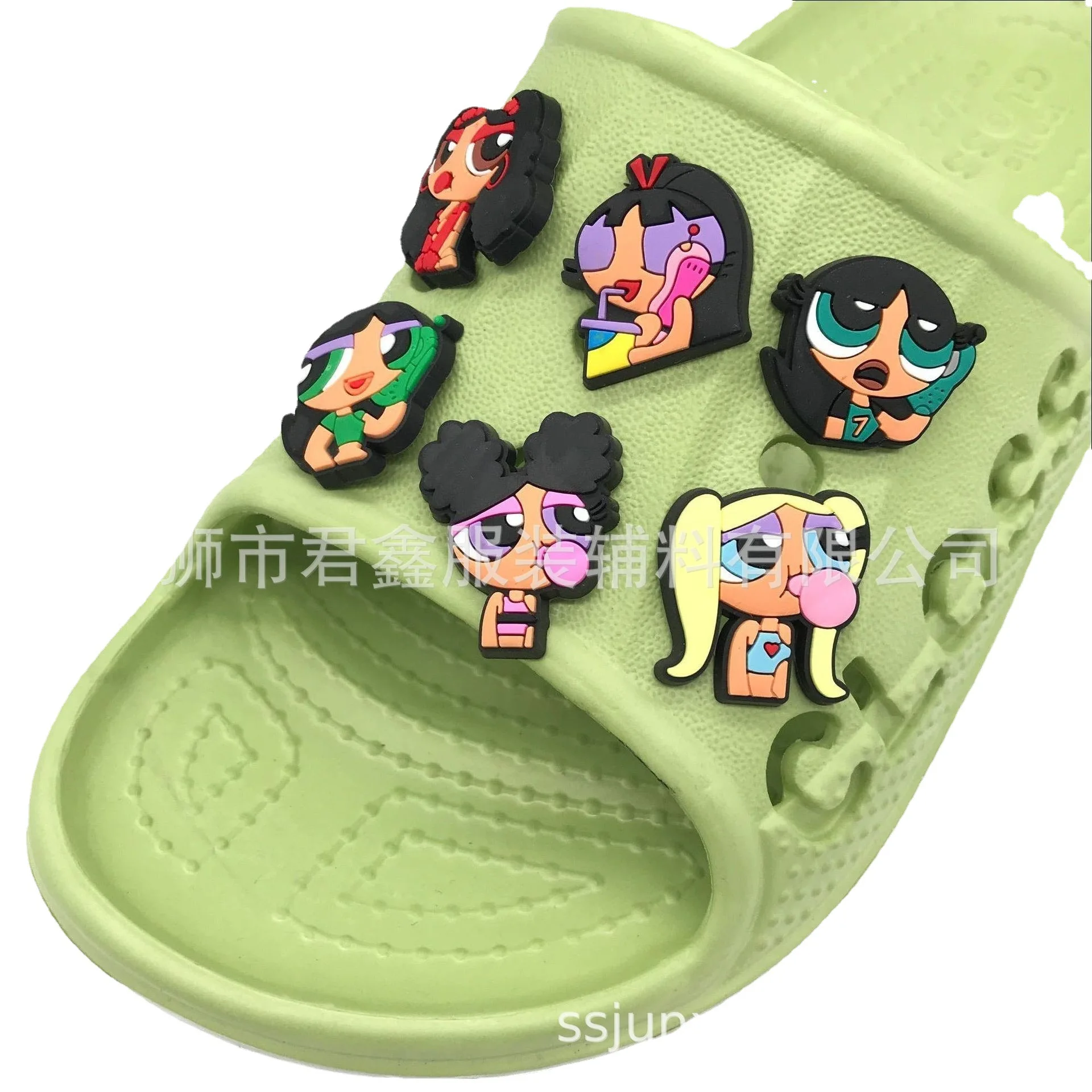 14 Styles Wholesale Single Sale The Powerpuff Girls Cute Cartoon Shoe Buckle Anime Sneakers Accessories Fit Croc Clogs Kids Gift