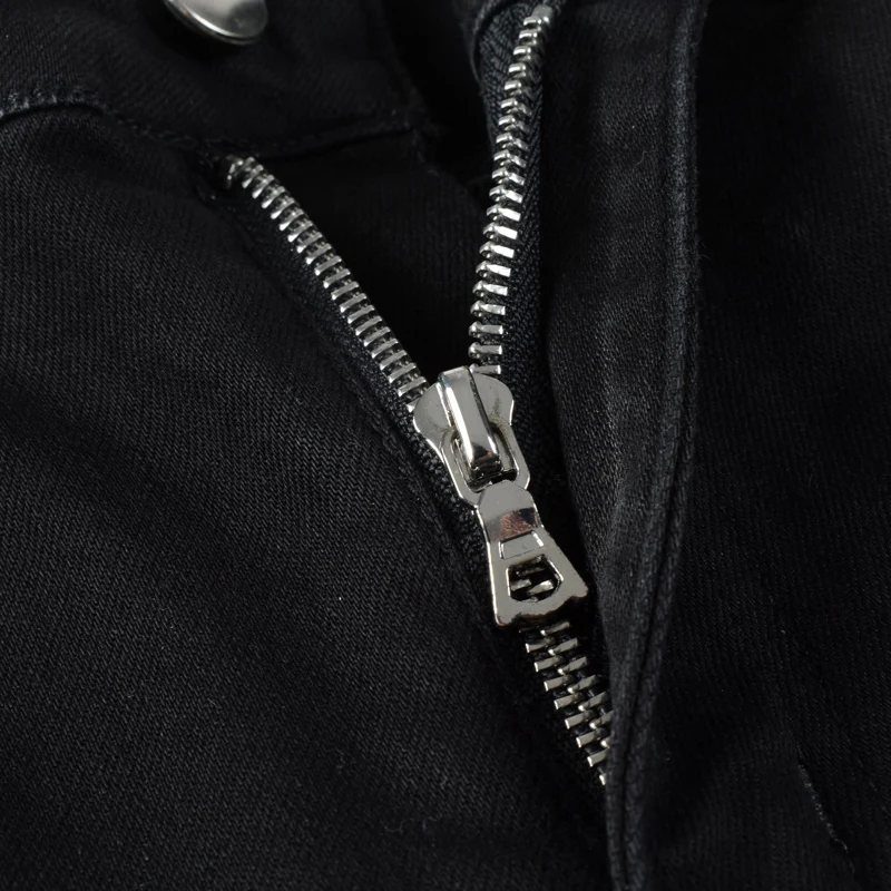 Street Fashion Men Jeans Black Slim Fit Stretch Ripped Jeans Men Punk Trousers Leather Patch Designer Hip Hop Brand Pants Hombre