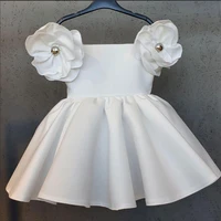 vintage baby clothing summer gown solid satin flower girl dress princess lolita dresses for 12m 8year