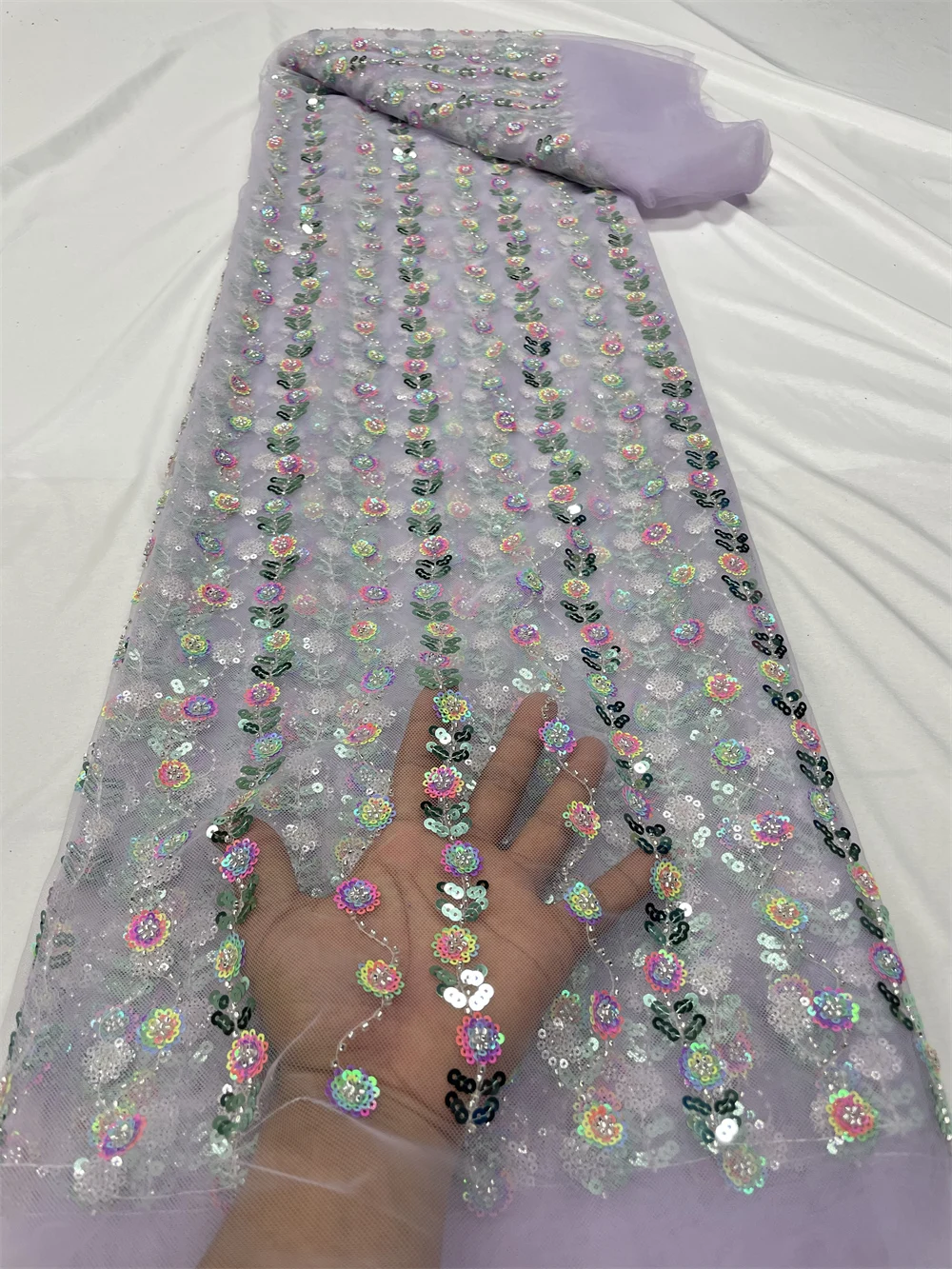 

Новейшая Роскошная элегантная Кружевная аппликация с 3D цветами и блестками 2023 африканская вышивка Тюлевая ткань для свадебного платья невесты