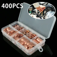 400pcs copper sealing solid gasket washer sump plug oil for boat crush flat seal ring tool hardware accessories m5 m14 with box