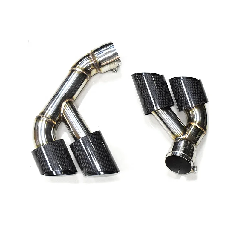 Черная блестящая двухрядная круглая выхлопная труба из углеродного волокна