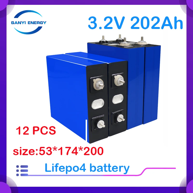 

12PCS 3.2V 202AH lifepo4 Rechargeable battery DIY 12V 280AH for Electric car RV Solar Energy Golf Cart TAX FREE