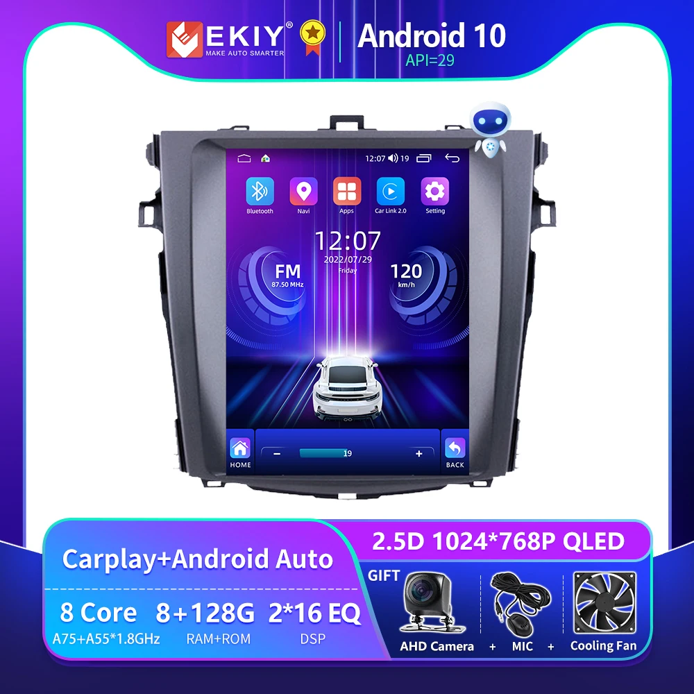 

EKIY T9 Tesla Автомобильное Радио Для Toyota Corolla E140 150 2007 2008 2009 2010 - 2013 Навигация GPS Стерео Мультимедиа Вертикальный Экран Android Авто Carplay Беспроводной Б...