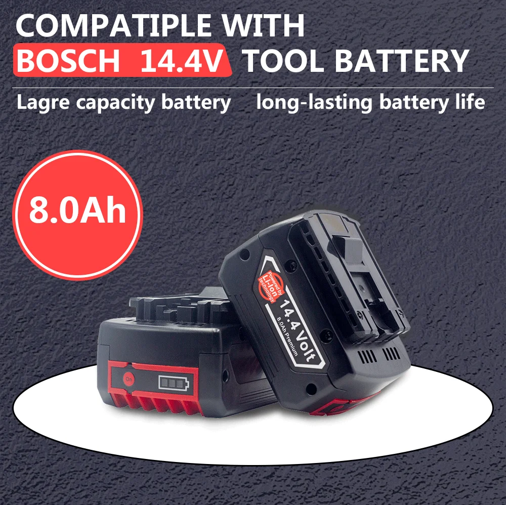 

14.4V 8.0A Rechargeable Lithium Battery for Bosch Power tool Backup
