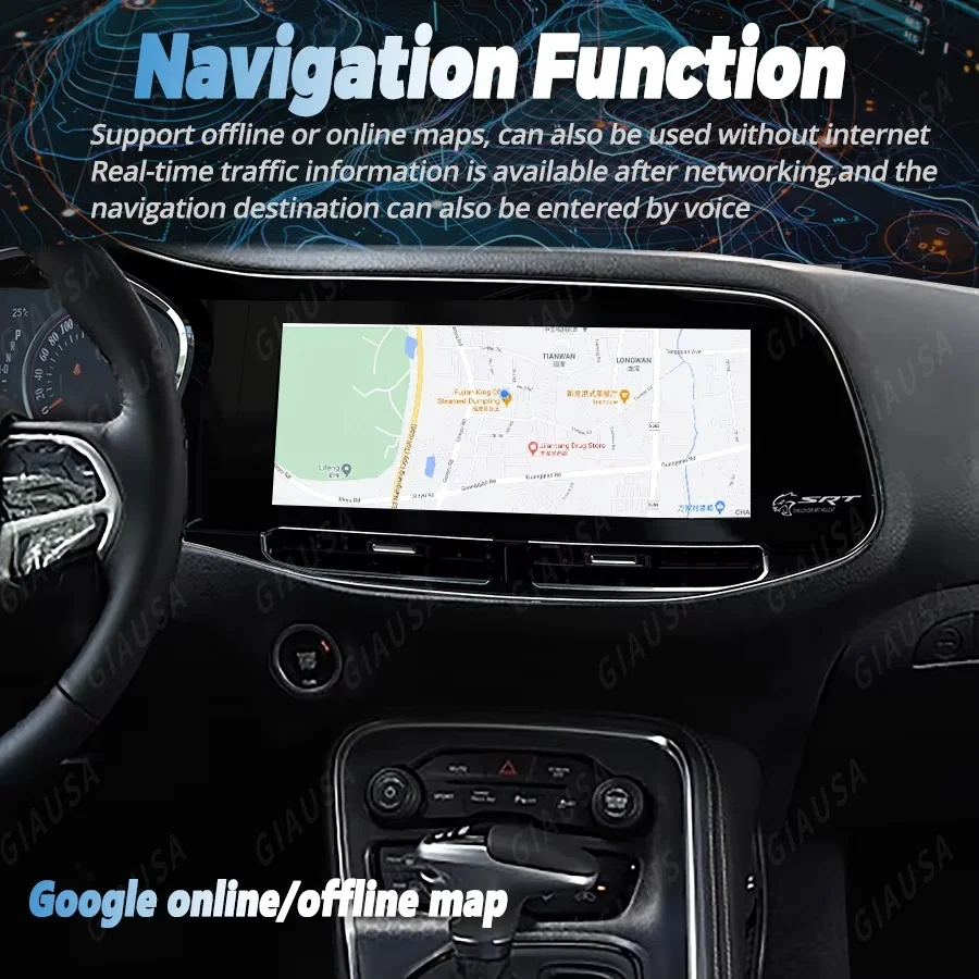 Фото 12,3-дюймовый мультимедийный проигрыватель с сенсорным экраном, CarPlay, Android, GPS-навигацией и 4G для Dodge Challenger SRT Hellcat 2010-2023 №3