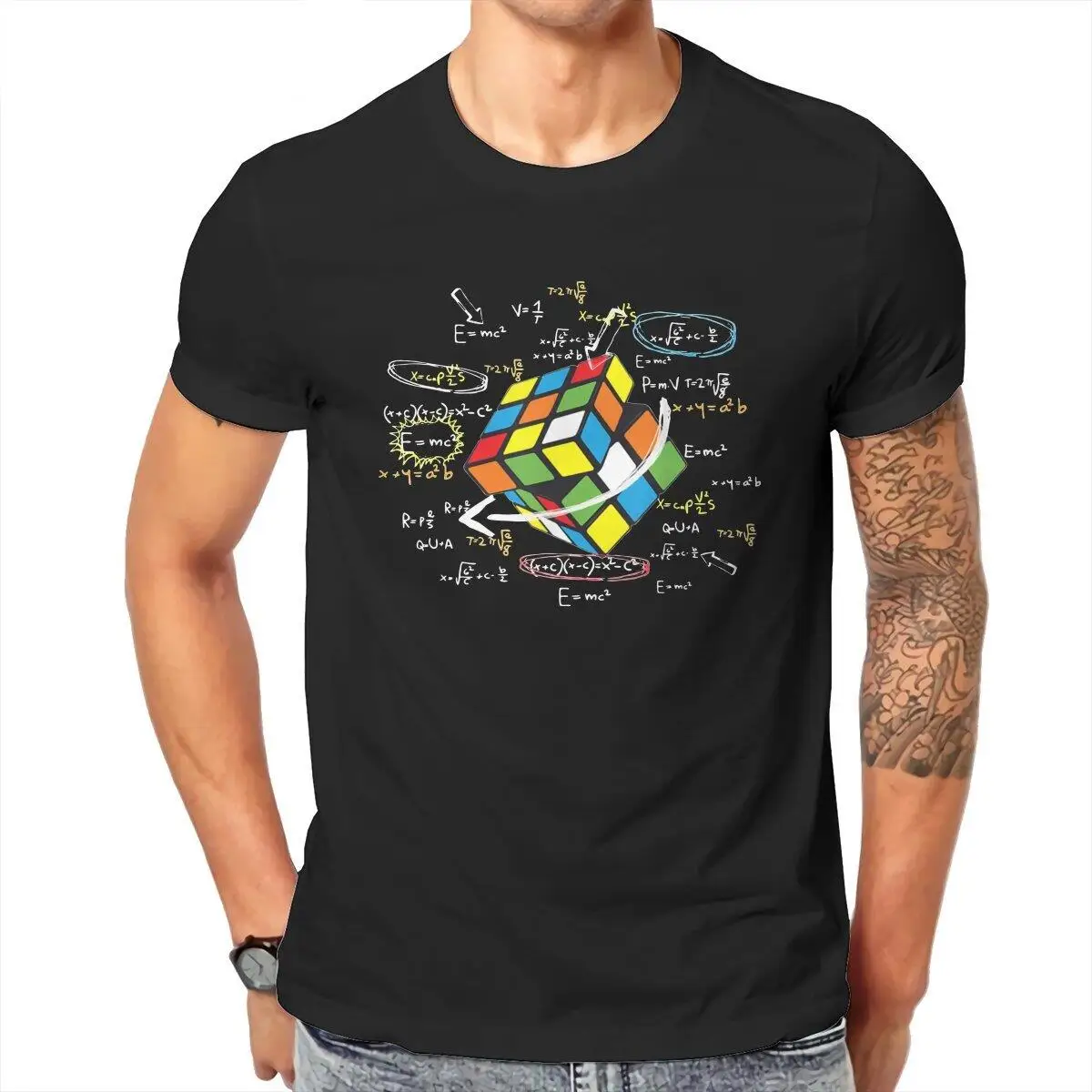 Math Rubik Rubics Player Cube T Shirts Men's  Cotton Vintage T-Shirts Math Lovers Tee Shirt Short Sleeve Tops Birthday Gift