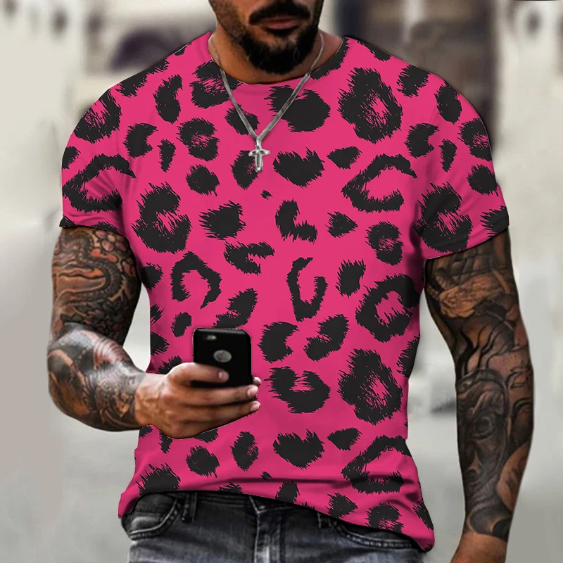 

2022 Men clothing luxury designer t shirt man 3D hot pink leopard printing t-shirt oddly specific shirt harajuku shirts Tshirts