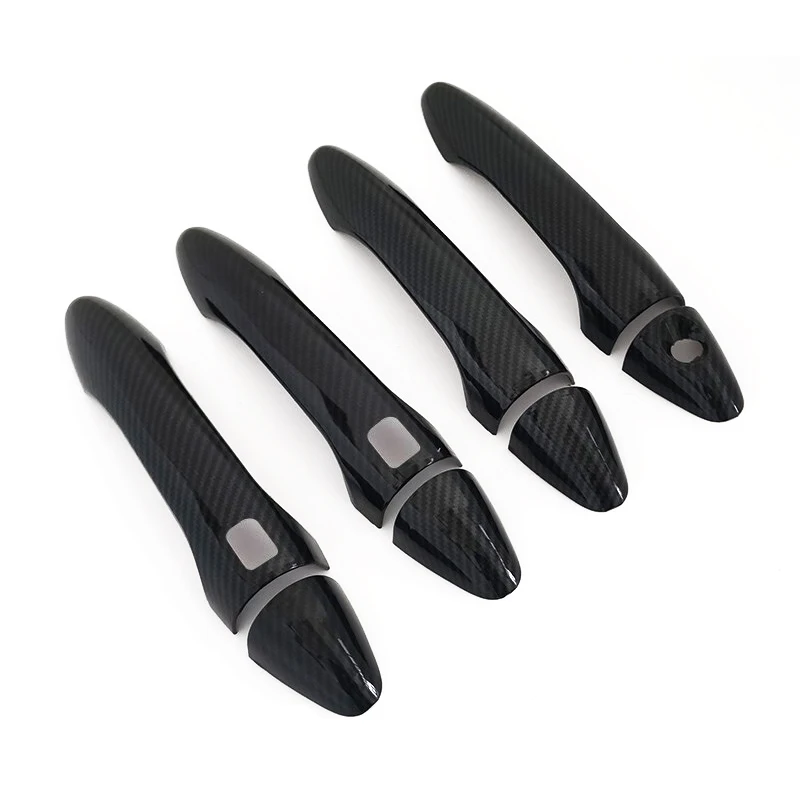 

Outside Front Rear Left Right Door Handle Cover Trim Frame Set Fit for Kia Forte K3 Cerato 2017-2013 Carbon Fiber Texture 3 Hole