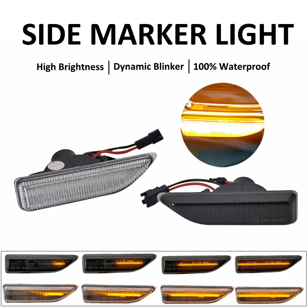 

2x Dynamic LED Turn Signal Indicator Flasher Side Marker Lamps Repeater Lights Flowing For Mini Countryman F60 2017-2020
