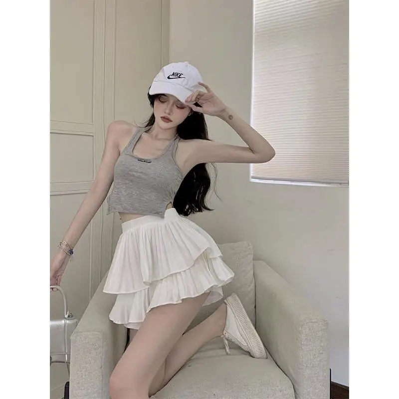 

Летняя тонкая сексуальная Пышная юбка, полуоблегающая юбка, маленькая плиссированная короткая юбка, полуоблегающая юбка, короткая юбка