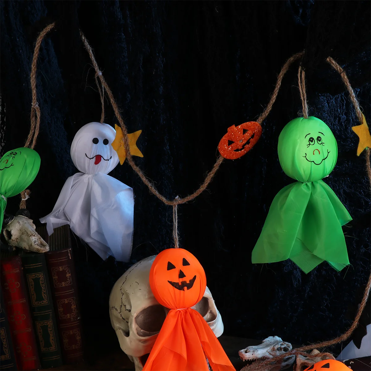Ghostly Puppet Doll Bunting Banner Decorative Garland Banner Scene Arrangement Props Party Supplies for (6