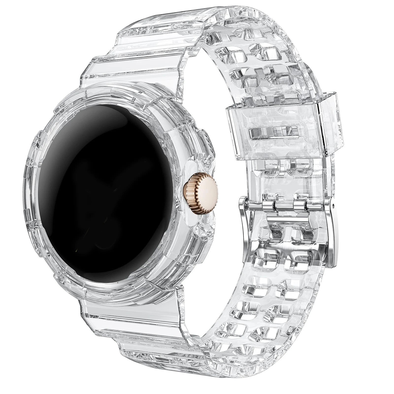 Фото Прозрачный чехол + ремешок для Google Pixel Watch 4, 3, 2, 41 мм, аксессуары, спортивные умные часы, мягкий браслет из ТПУ, ремешок для часов correa Pixel №1