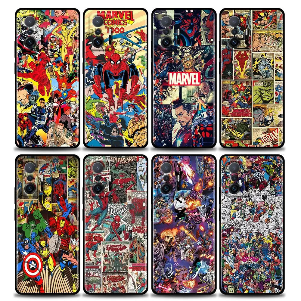 

Comics Marvel Characters Phone Case for Xiaomi Mi 12 12X 11T X4 NFC M3 F3 GT M4 Pro Lite NE 5G Poco M3 M4 X4 Soft TPU Case
