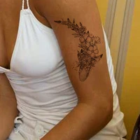temporary tattoo stickers black ocean shark flowers bubble design fake tattoos waterproof tatoos arm large size for women girl