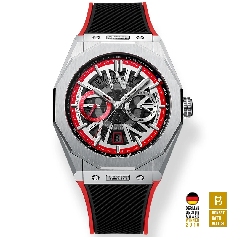 BONEST GATTI BG9601-R мужские механические часы скелет