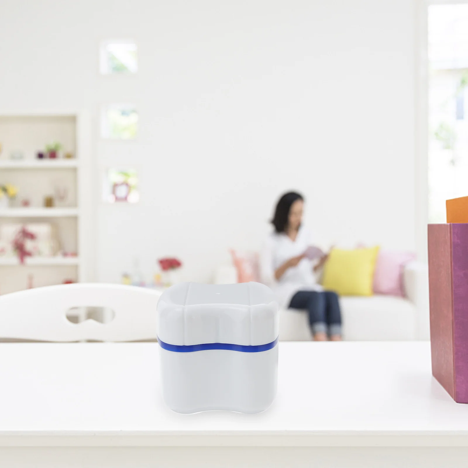 

Denture Box Denture Cup Denture Case Denture Bath Cleaning Soaking Cup with Strainer Mouth Guard Night Gum Retainer Container