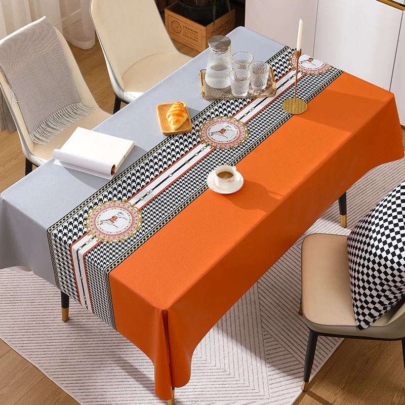 

Dining table tablecloth, deluxe, washable, oil resistant, waterproof, light luxury tea table mat, PVC tablecloth
