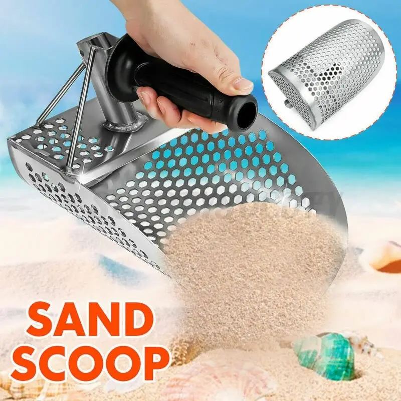 

Gold Detecting Shovel Handheld Sand Scoop Hexagon Holes Anti-rust Hand Tools Digging Shovel for Outdoor Metal Detecting