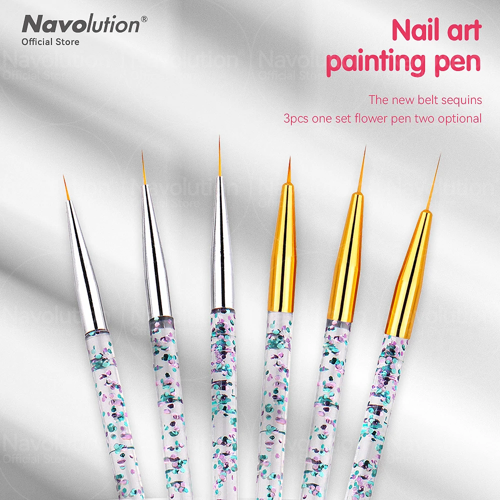 3-piece acrylic French stripe nail art line pen set nail enhancement ultra-thin line pen gel brush painting tool