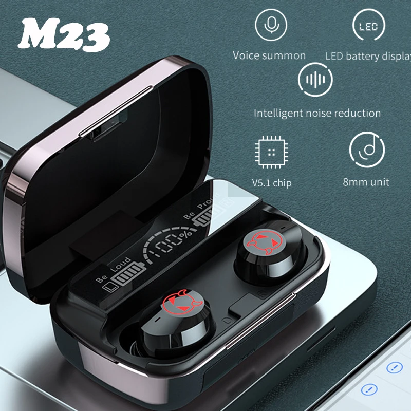 

M23 TWS Wireless Bluetooth 5.1 Earphones 9D Stereo Earbuds HD Call Headphones Sports Waterproof Headsets With Mic Charging Box