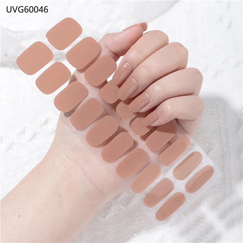 

Solid Color Gel Nail Stickers Set Woman Manicure Stickers Art Sliders Semi Cured Nail Polish Strips UV Lamps Need Nail decor