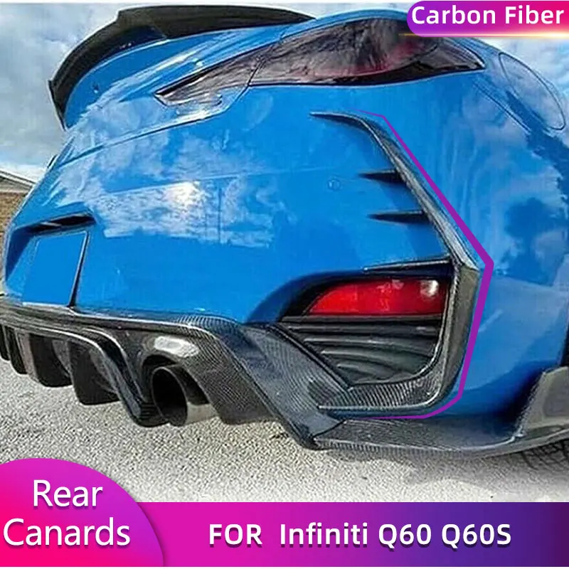 

Задний бампер автомобиля из настоящего углеродного волокна, канады, плавники, разветвители для Infiniti Q60 Q60S Coupe, 2-дверные задние канады 2016-2020, задние канады