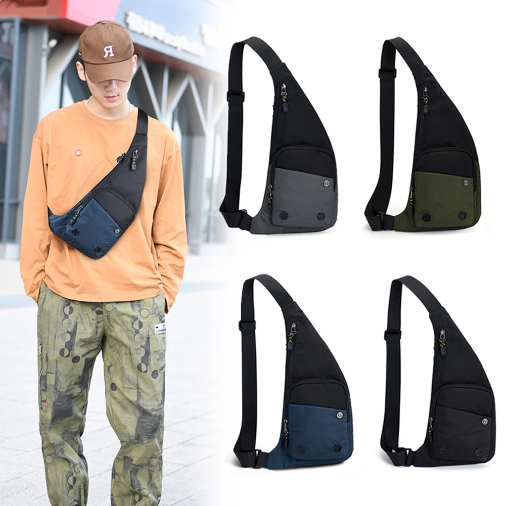 

Men Shoulder Bag Lightweight Nylon Fanny Pack Anti-theft Sling Daypack Waterproof Small Zip for Travel Hiking for Sports Cycling