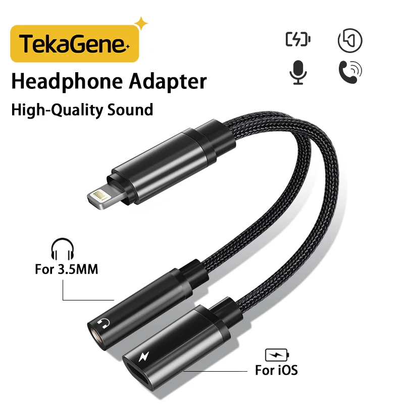 Для наушников iOS на 3 5 мм 2 в 1 аудиоразъем Aux адаптер для зарядного кабеля Apple iPhone 14