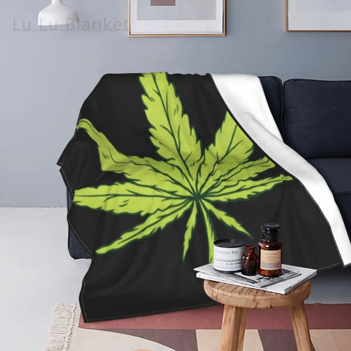 

Hemp Leaf Blanket Fleece Spring Autumn Herbal Natural Breathable Super Warm Throw Blanket for Sofa Outdoor Quilt