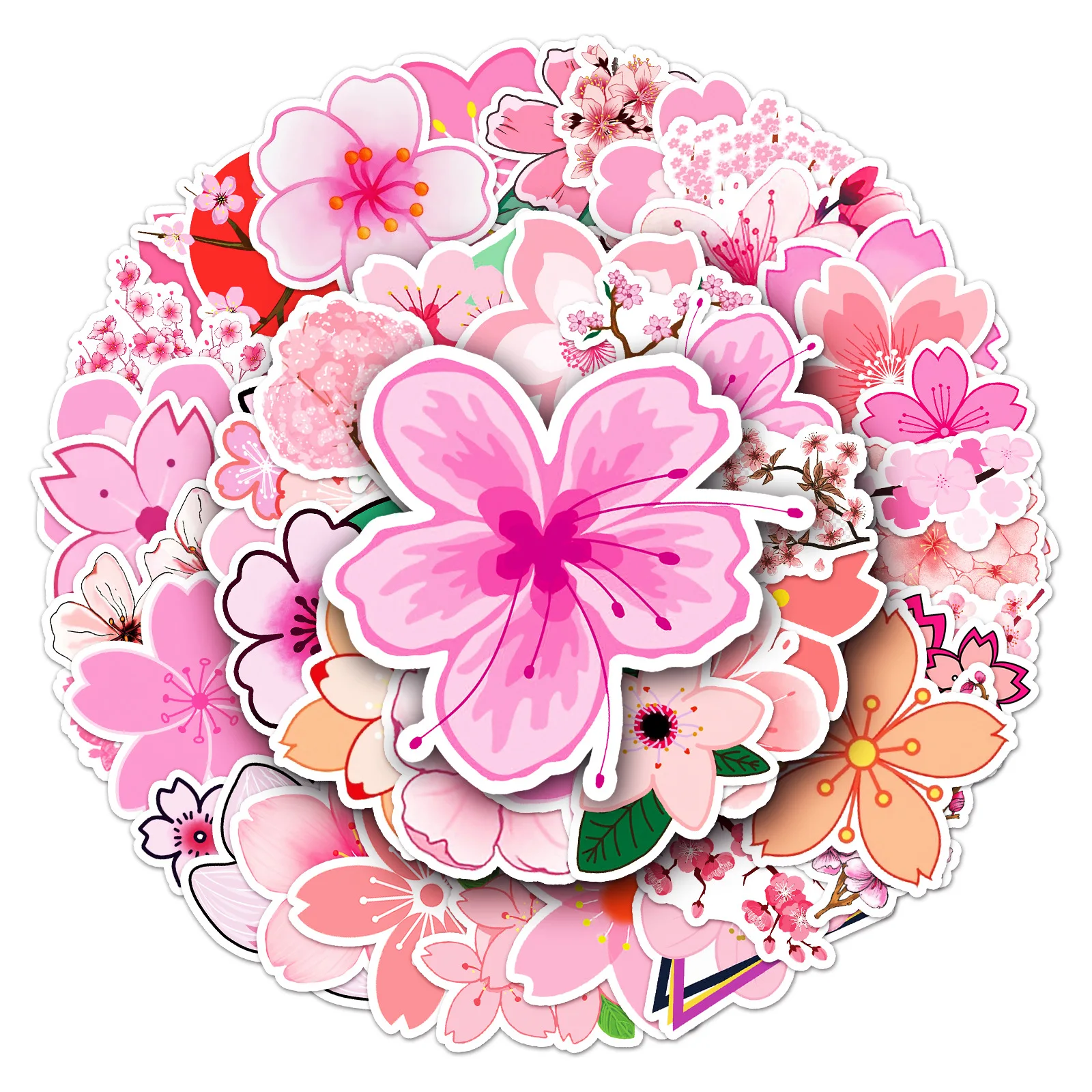 

10/30/50PCS Japan Cherry Blossom Sakura Stickers ins Pink Flower Sticker Laptop Phone Fridge Skateboard Suitcase Cute Sticker