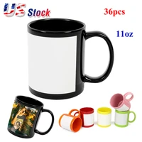 36pcs sublimation ceramic full colour mug 11oz with white patch cup for dye sublimation personalized printing mugs diy gifts