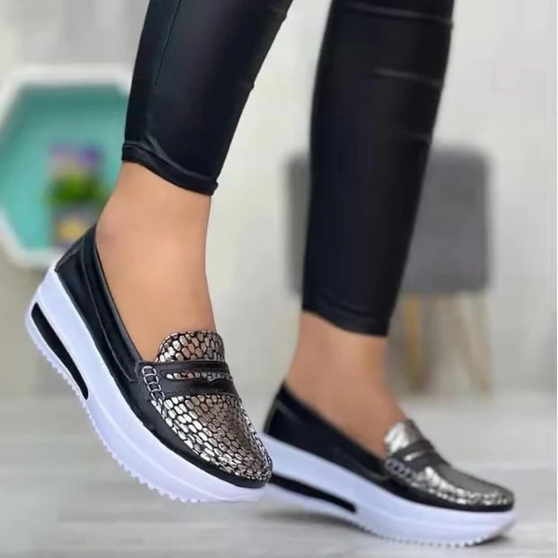 

Women's Casual Shoes Solid Color Wedge Heel Platform Loafers Shoes for Women Light Slip-on Ladies Sneakers Zapatillas Mujer