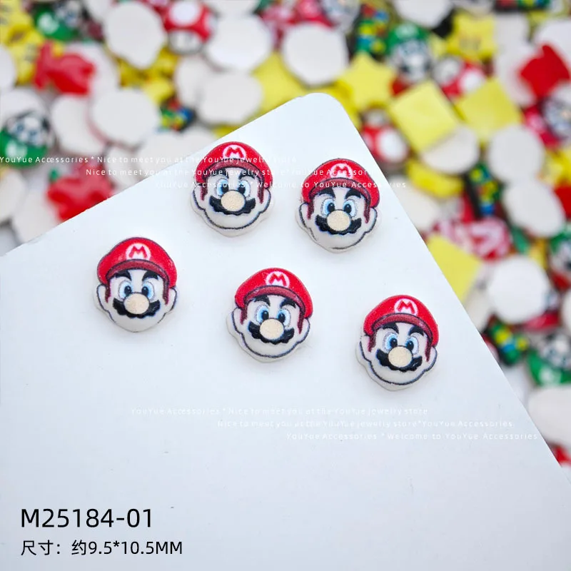 Фото 20 шт., акриловый мини-шарм для ногтей Super Mario, аксессуары для дизайна ногтей «сделай сам», аксессуары для маникюра №4