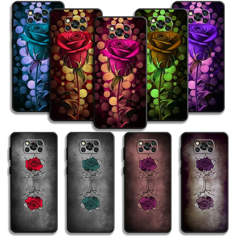 

Phone Case For Xiaomi POCO X3 NFC X4Pro M3 C40 for Mi 12 11 10 10T 8 Note10 Lite 11Ultra 11T Pro F1 Colorful Rose Pink Red Blue