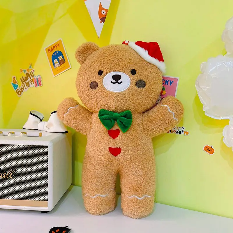 

40cm Cartoon Christmas Gingerbread Bear Plush Toys Biscuit Bear Stuffed Soft Cute Pillow Kawaii Xmas Birthday Gift for Kids Baby