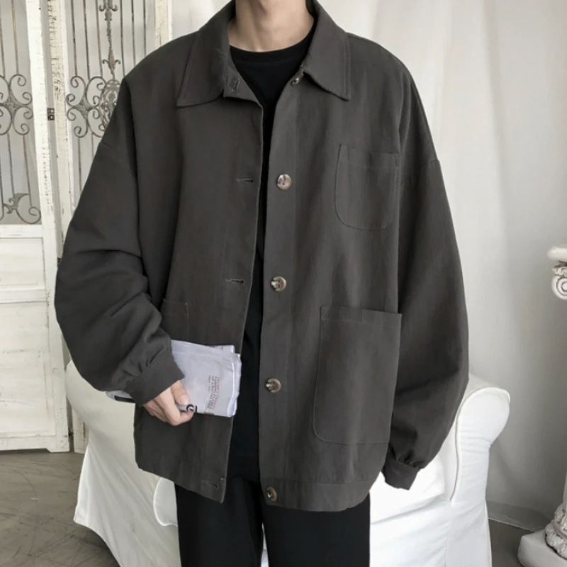 

куртка мужская мужская одежда пальто мужское Мужские куртки Пальто Весна Осень Винтаж Повседневная Свободная куртка-карго для мужчин Одеж...