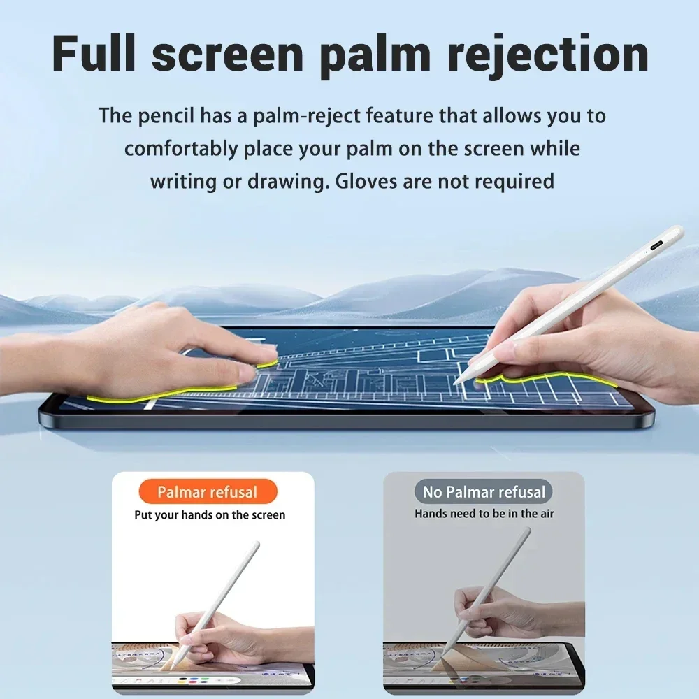 Стилус для iPad Air 11 13 4 5 Pro 12 9 2018-2024 емкостная сенсорная ручка Apple Pencil 2 1 Palm Rejection Bluetooth
