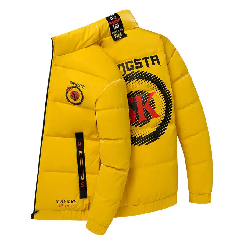 Men's short stand-up collar padded coat 2022 new shiny trend loose down padded jacket padded jacket