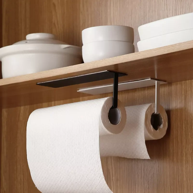

Paper Holders Non Perforated Paper Towel Holder Toilet Paper Hanger Roll Holder Fresh Film Storage Wall Mounted Kitchen Racks