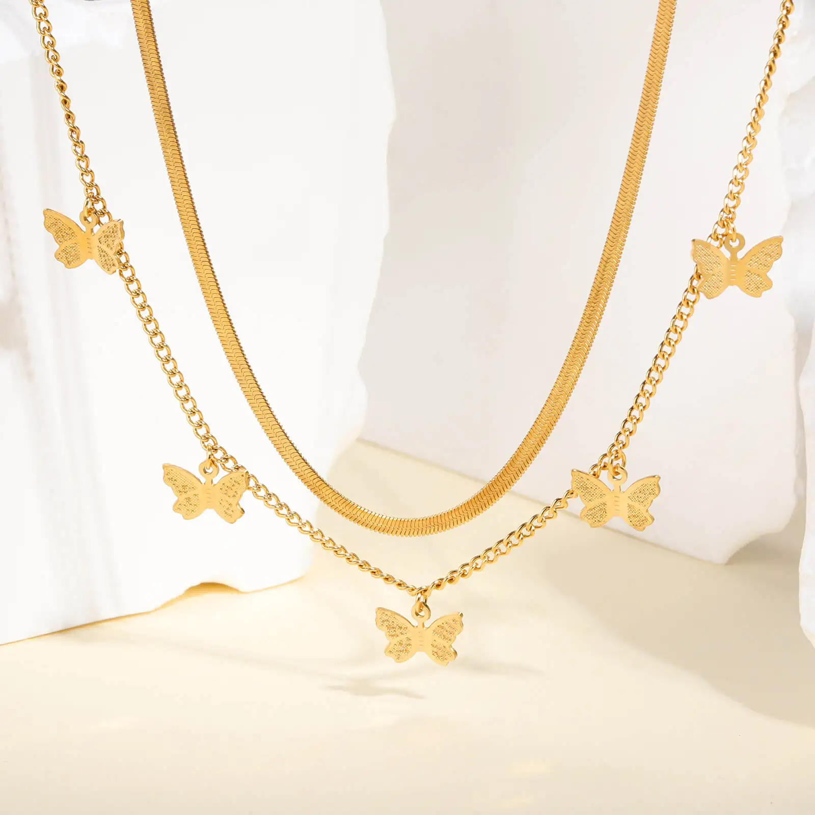 Женское ожерелье с подвеской-бабочкой из нержавеющей стали